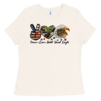 Bone peace love bald head eagle Ladies Tee - LillyAllenDesigns