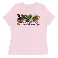 Bubblegum Pink peace love bald head eagle Ladies Tee - LillyAllenDesigns