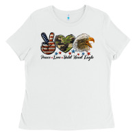 White peace love bald head eagle Ladies Tee - LillyAllenDesigns