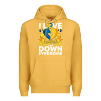 Mustard down syndrome awareness month special needs love Premium Hoodie - linhVisuals