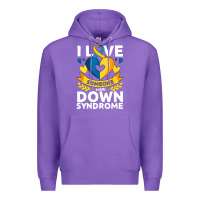 Purple down syndrome awareness month special needs love Premium Hoodie - linhVisuals
