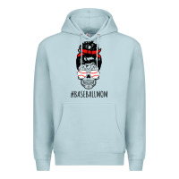 Blue Mist Baseball Mom Skull Premium Hoodie - linhVisuals