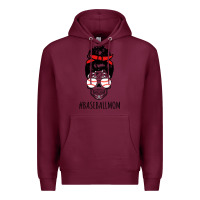 Burgundy Baseball Mom Skull Premium Hoodie - linhVisuals