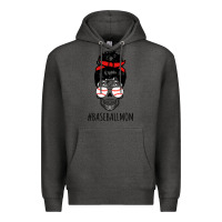 Charcoal Heather Baseball Mom Skull Premium Hoodie - linhVisuals