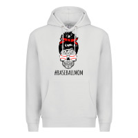 Dove Grey Baseball Mom Skull Premium Hoodie - linhVisuals