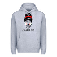 Heather Grey Baseball Mom Skull Premium Hoodie - linhVisuals