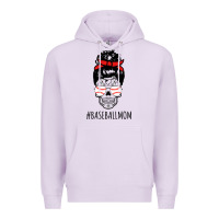 Lilac Baseball Mom Skull Premium Hoodie - linhVisuals