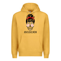 Mustard Baseball Mom Skull Premium Hoodie - linhVisuals