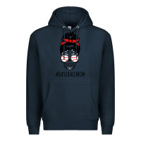 Navy Baseball Mom Skull Premium Hoodie - linhVisuals