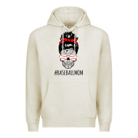 Oatmeal Heather Baseball Mom Skull Premium Hoodie - linhVisuals