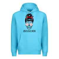 Ocean Blue Baseball Mom Skull Premium Hoodie - linhVisuals