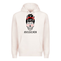 Pale Pink Baseball Mom Skull Premium Hoodie - linhVisuals