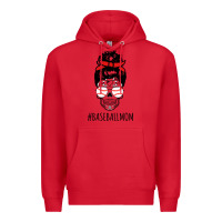 Red Baseball Mom Skull Premium Hoodie - linhVisuals