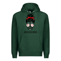 Sports Green Baseball Mom Skull Premium Hoodie - linhVisuals