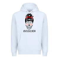 White Baseball Mom Skull Premium Hoodie - linhVisuals
