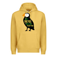 Antique Gold not now arctic puffin! ,  not now arctic puffin Premium Hoodie - linhVisuals