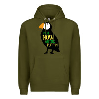 Army Green not now arctic puffin! ,  not now arctic puffin Premium Hoodie - linhVisuals