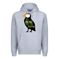 Heather Grey not now arctic puffin! ,  not now arctic puffin Premium Hoodie - linhVisuals