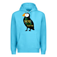 Ocean Blue not now arctic puffin! ,  not now arctic puffin Premium Hoodie - linhVisuals