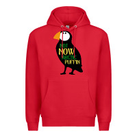 Red not now arctic puffin! ,  not now arctic puffin Premium Hoodie - linhVisuals