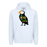 White not now arctic puffin! ,  not now arctic puffin Premium Hoodie - linhVisuals