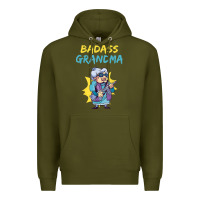 Army Green badass grandma family mother grandma t shirt Premium Hoodie - linhVisuals