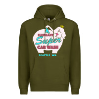 Army Green pink elephant car wash Premium Hoodie - linhVisuals