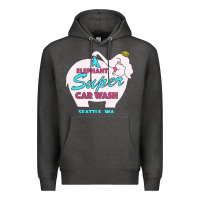 Charcoal Heather pink elephant car wash Premium Hoodie - linhVisuals
