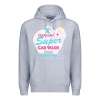 Heather Grey pink elephant car wash Premium Hoodie - linhVisuals