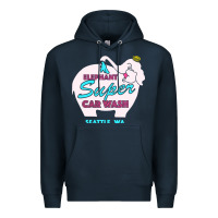 Navy pink elephant car wash Premium Hoodie - linhVisuals