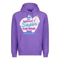 Purple pink elephant car wash Premium Hoodie - linhVisuals