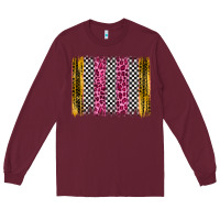 Burgundy race leopard brush stroke Long Sleeve Tee - Artiststas
