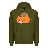 Army Green sloth and highland cow Premium Hoodie - linhVisuals