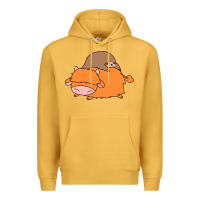 Mustard sloth and highland cow Premium Hoodie - linhVisuals