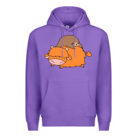 Purple sloth and highland cow Premium Hoodie - linhVisuals