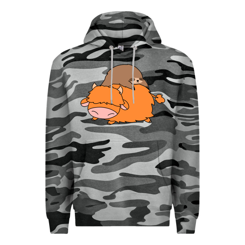 Sloth And Highland Cow Premium Hoodie by linhVisuals | Teevron