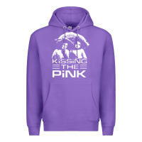 Purple gift for men kissing the pink Premium Hoodie - linhVisuals