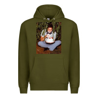 Army Green johnny cash eating cake in a bush Premium Hoodie - linhVisuals