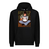 Black johnny cash eating cake in a bush Premium Hoodie - linhVisuals