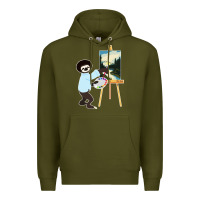 Army Green bob sloth Premium Hoodie - linhVisuals