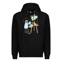 Black bob sloth Premium Hoodie - linhVisuals