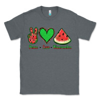 Charcoal Heather Peace Love Watermelon Classic Tee - Jasminsmagicworld
