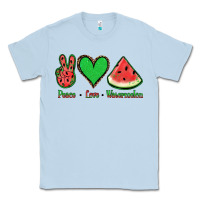 Dusty Blue Peace Love Watermelon Classic Tee - Jasminsmagicworld