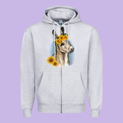 Sunflower Baby Donkey Zipper Hoodie Designed By Ranaportraitstore