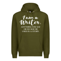 Army Green i am a writer Premium Hoodie - linhVisuals