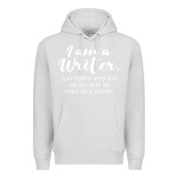 Dove Grey i am a writer Premium Hoodie - linhVisuals