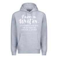 Heather Grey i am a writer Premium Hoodie - linhVisuals