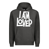 Charcoal Heather i am loved Premium Hoodie - linhVisuals
