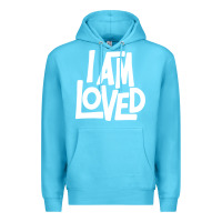 Ocean Blue i am loved Premium Hoodie - linhVisuals
