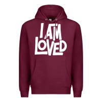 Burgundy i am loved Premium Hoodie - linhVisuals